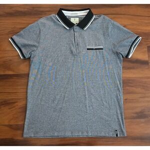 Scott James Mens XL Micro Stripe Short Sleeve Polo Shirt Tipped Collar Cotton